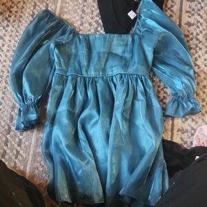 Chic Teal Off-Shoulder Mini Dress